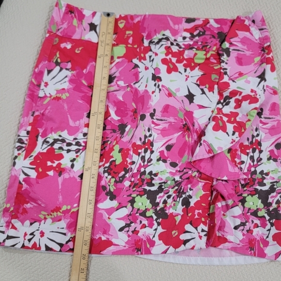 Cato Floral Pink Red Skirt Ruffle Size 14 Spring Summer Easter Party Pretty - Picture 6 of 12